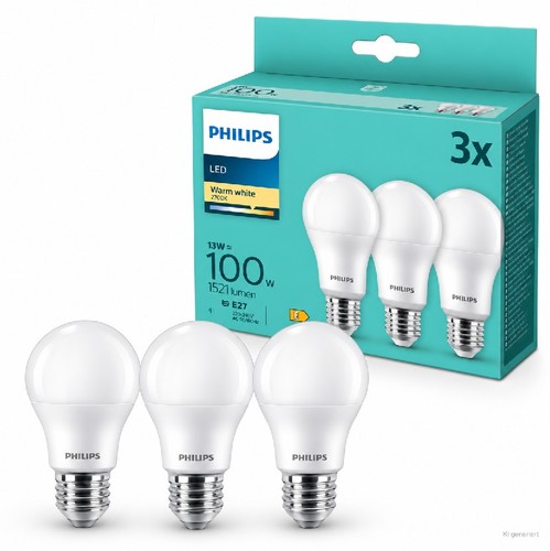 Set philips e27 led - 3-er,